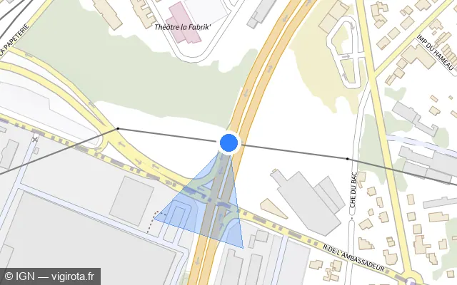 Vue plan de l'emplacement du radar de feu rouge à Éragny-sur-Oise sur Boulevard Jacques Duclos / N 184
