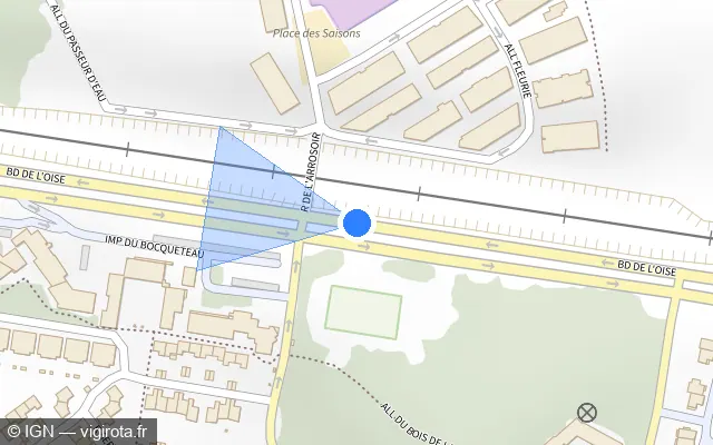 Vue plan de l'emplacement du radar de feu rouge à Cergy sur Boulevard de l'Oise