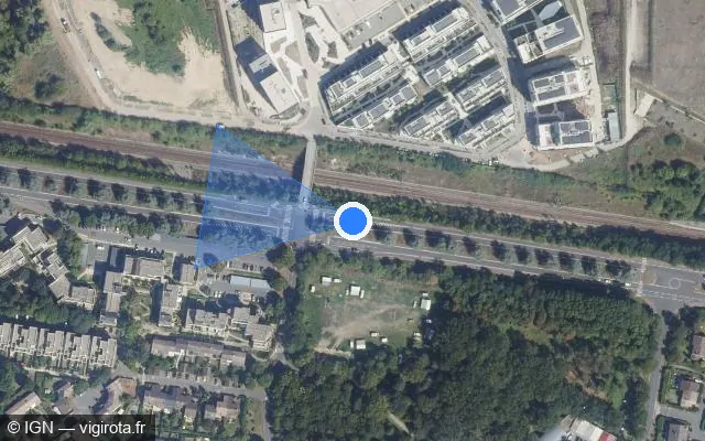 Vue satellite de l'emplacement du radar de feu rouge à Cergy sur Boulevard de l'Oise