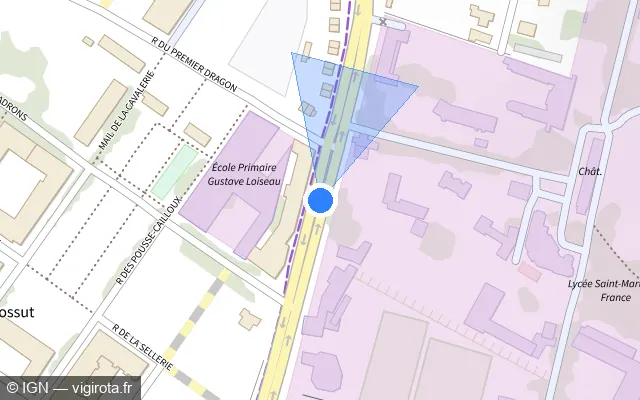 Vue plan de l'emplacement du radar de feu rouge à Pontoise sur Avenue de Verdun