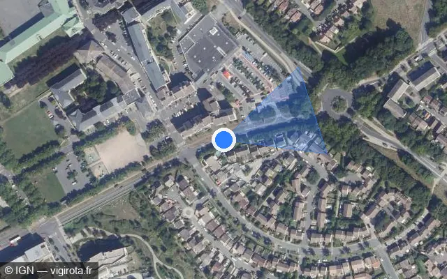 Vue satellite de l'emplacement du radar de feu rouge à Jouy-le-Moutier sur Rue d'Écancourt