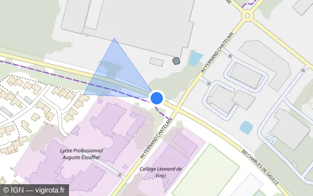 Vue plan de l'emplacement du radar de feu rouge à Éragny-sur-Oise sur Boulevard Charles de Gaulle