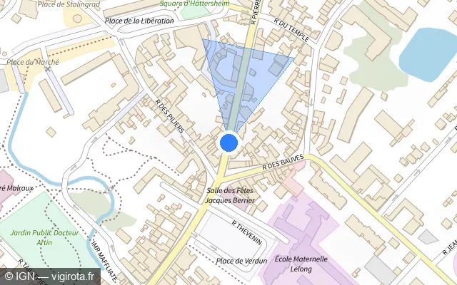 Vue plan de l'emplacement du radar de feu rouge à Sarcelles sur Rue Pierre Brossolette