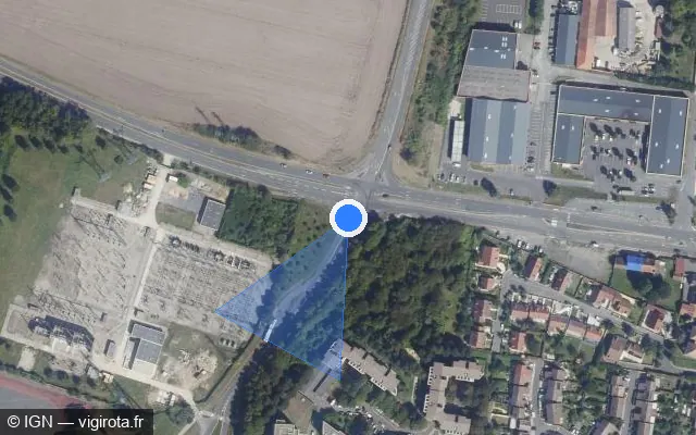 Vue satellite de l'emplacement du radar de feu rouge à Puiseux-Pontoise sur D 22