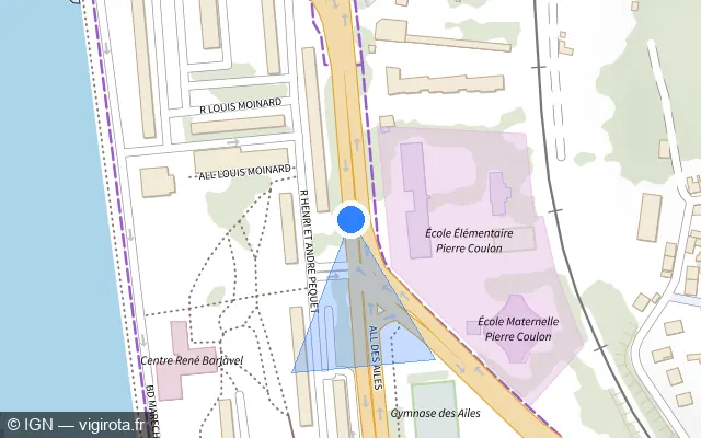 Vue plan de l'emplacement du radar tourelle à Vichy sur Allée des Ailes