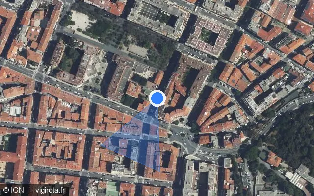 Vue satellite de l'emplacement du radar de feu rouge à Nice sur Rue Arson