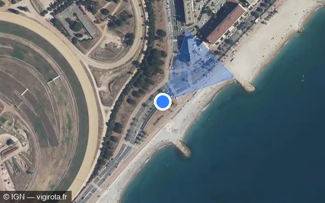 Vue satellite de l'emplacement du radar de feu rouge à Cagnes-sur-Mer sur Promenade de l'Hippodrome / M 6098