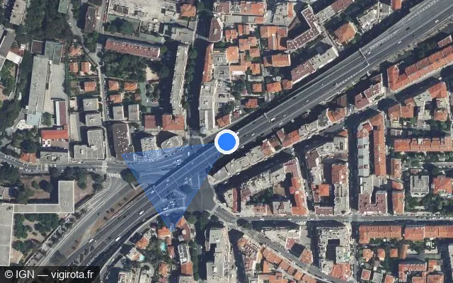 Vue satellite de l'emplacement du radar de feu rouge à Nice sur Voie Pierre Mathis