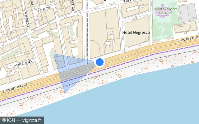 Vue plan de l'emplacement du radar tourelle à Nice sur Promenade des Anglais / M 6098