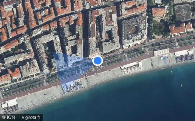 Vue satellite de l'emplacement du radar tourelle à Nice sur Promenade des Anglais / M 6098