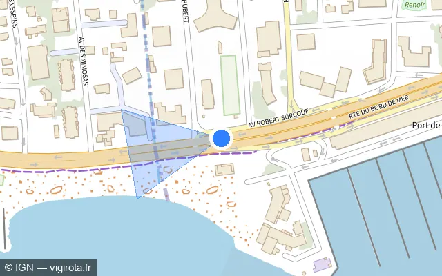 Vue plan de l'emplacement du radar tourelle à Cagnes-sur-Mer sur Route du Bord-de-Mer / M 6098