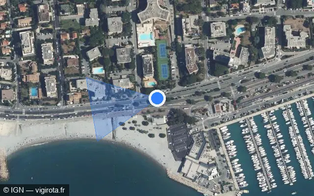 Vue satellite de l'emplacement du radar tourelle à Cagnes-sur-Mer sur Route du Bord-de-Mer / M 6098
