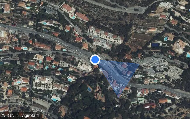 Vue satellite de l'emplacement du radar tourelle à Cap-d'Ail sur Avenue Prince Rainier III de Monaco / M 6007