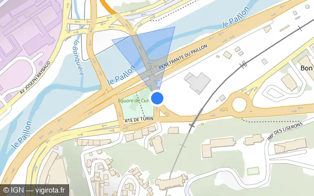 Vue plan de l'emplacement du radar tourelle à Saint-André-de-la-Roche sur Square de Cunéo