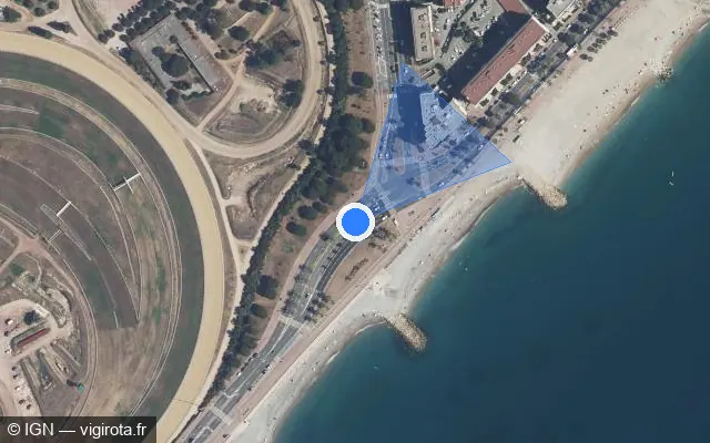 Vue satellite de l'emplacement du radar tourelle à Cagnes-sur-Mer sur Promenade de l'Hippodrome / M 6098
