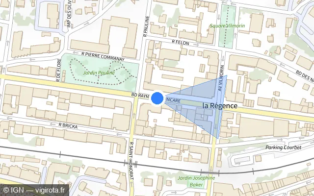 Vue plan de l'emplacement du radar tourelle à Antibes sur Boulevard Raymond Poincaré