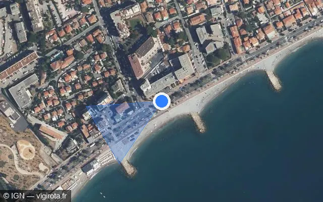 Vue satellite de l'emplacement du radar tourelle à Cagnes-sur-Mer sur Promenade de la Plage / M 6098