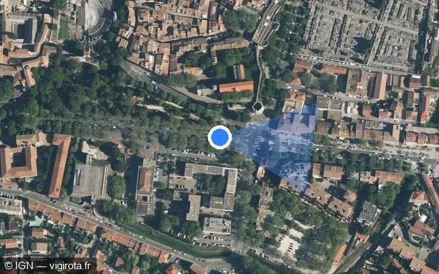 Vue satellite de l'emplacement du radar de feu rouge à Fourques sur Boulevard des Lices / N 113