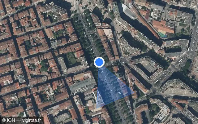 Vue satellite de l'emplacement du radar de feu rouge à Marseille sur Avenue du Prado