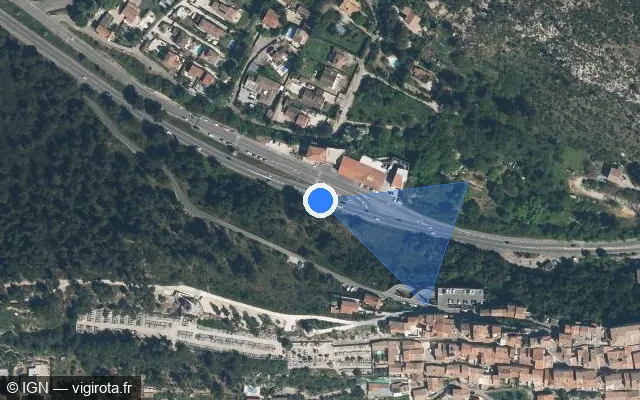 Vue satellite de l'emplacement du radar de feu rouge à Les Pennes-Mirabeau sur Route Nationale 113 de Marseille à Bordeaux / D 113