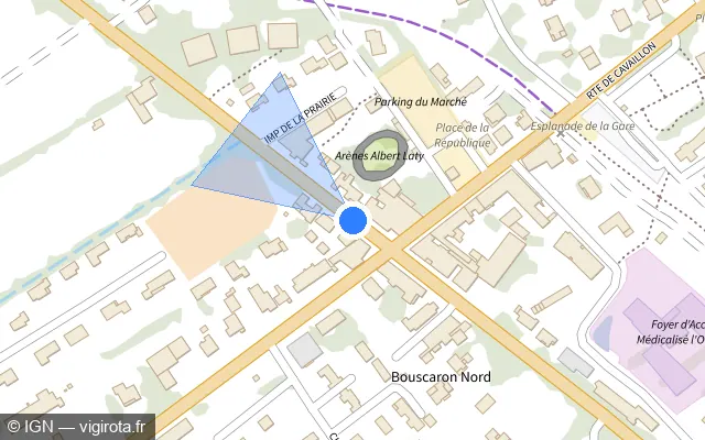 Vue plan de l'emplacement du radar de feu rouge à Plan-d'Orgon sur Route d'Avignon / D 7N
