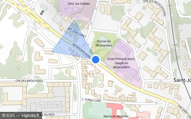 Vue plan de l'emplacement du radar tourelle à Septèmes-les-Vallons sur Boulevard Roland Dorgelès / D 4