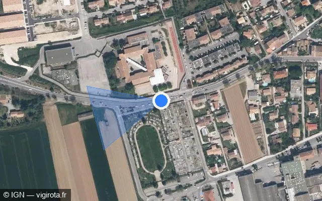 Vue satellite de l'emplacement du radar tourelle à Peyrolles-en-Provence sur D 96