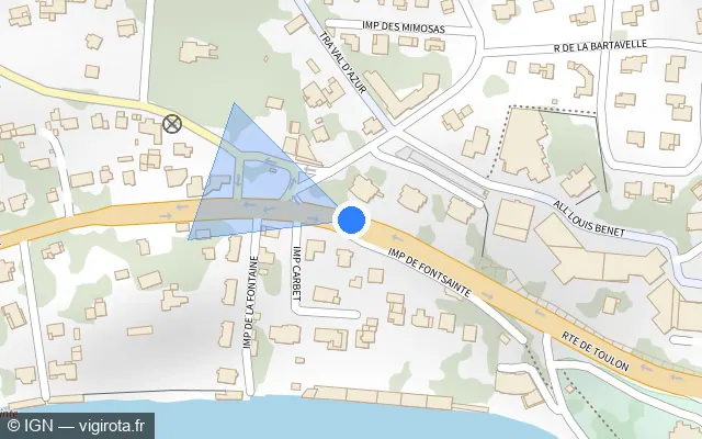 Vue plan de l'emplacement du radar tourelle à La Ciotat sur Route de Toulon / D 559