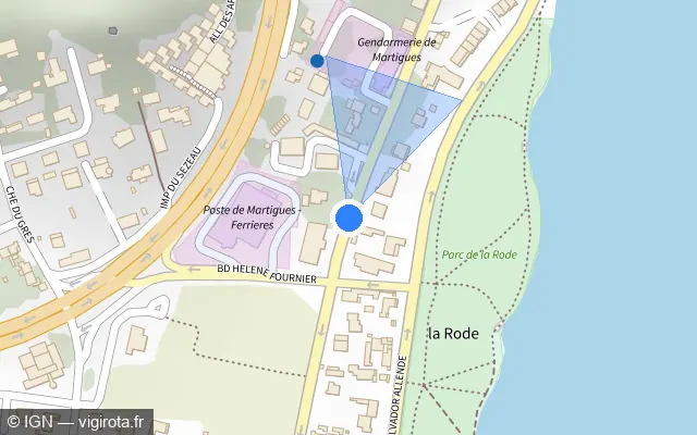 Vue plan de l'emplacement du radar tourelle à Martigues sur Avenue du Docteur Alexander Fleming