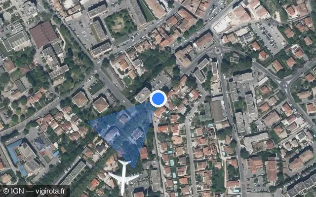 Vue satellite de l'emplacement du radar tourelle à Marignane sur Avenue du Maréchal de Lattre de Tassigny / D 9C