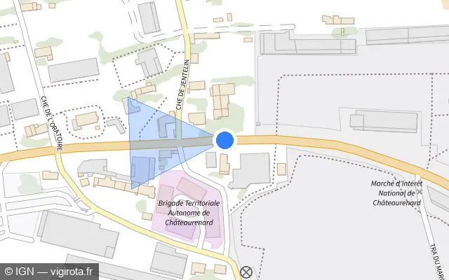 Vue plan de l'emplacement du radar tourelle à Châteaurenard sur Boulevard Ernest Genevet / D 28