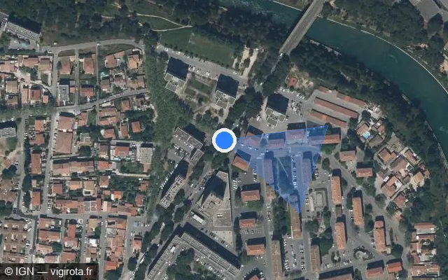 Vue satellite de l'emplacement du radar tourelle à Port-de-Bouc sur Avenue Paul Langevin