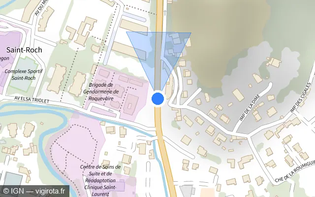 Vue plan de l'emplacement du radar tourelle à Roquevaire sur Avenue des Alliés / D 96