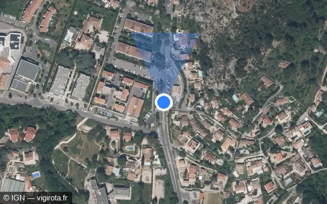 Vue satellite de l'emplacement du radar tourelle à Roquevaire sur Avenue des Alliés / D 96