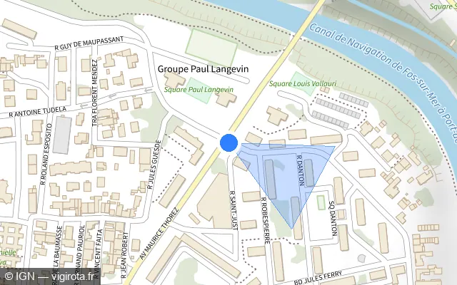 Vue plan de l'emplacement du radar tourelle à Port-de-Bouc sur Avenue Paul Langevin