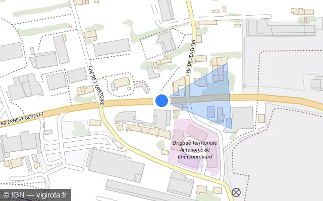 Vue plan de l'emplacement du radar tourelle à Châteaurenard sur Boulevard Ernest Genevet / D 28
