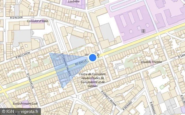 Vue plan de l'emplacement du radar urbain à Marseille sur Boulevard Baille