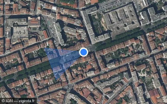 Vue satellite de l'emplacement du radar urbain à Marseille sur Boulevard Baille
