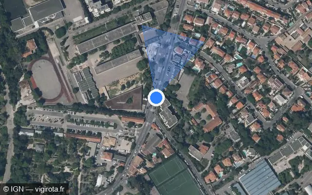 Vue satellite de l'emplacement du radar urbain à Marseille sur Avenue Clot-Bey