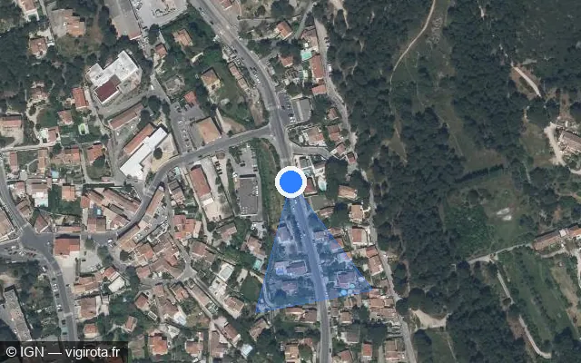 Vue satellite de l'emplacement du radar urbain à Les Pennes-Mirabeau sur Avenue François Mitterrand / D 113