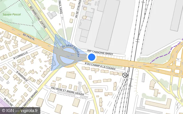 Vue plan de l'emplacement du radar urbain à Dijon sur Avenue Champollion