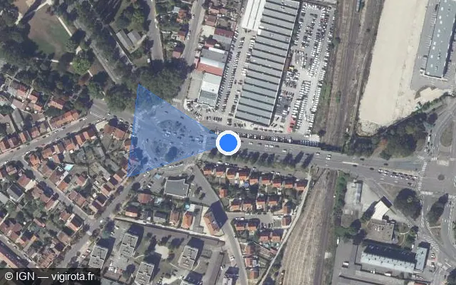 Vue satellite de l'emplacement du radar urbain à Dijon sur Avenue Champollion