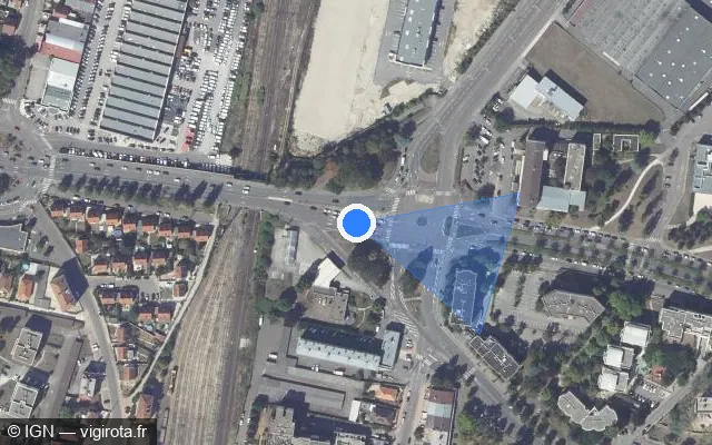 Vue satellite de l'emplacement du radar urbain à Dijon sur Avenue Champollion
