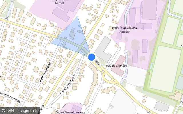 Vue plan de l'emplacement du radar tourelle à Chenôve sur Rue de Longvic / M 122A