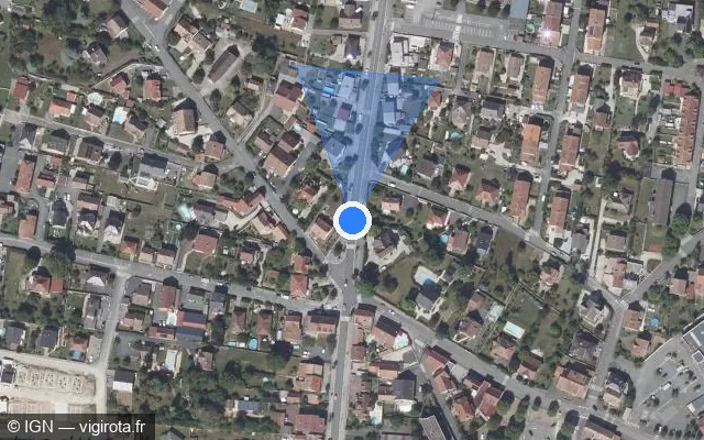 Vue satellite de l'emplacement du radar urbain à Valentigney sur Rue Étienne Oehmichen