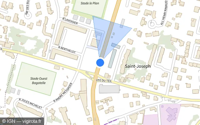 Vue plan de l'emplacement du radar de feu rouge à Montélimar sur N 7