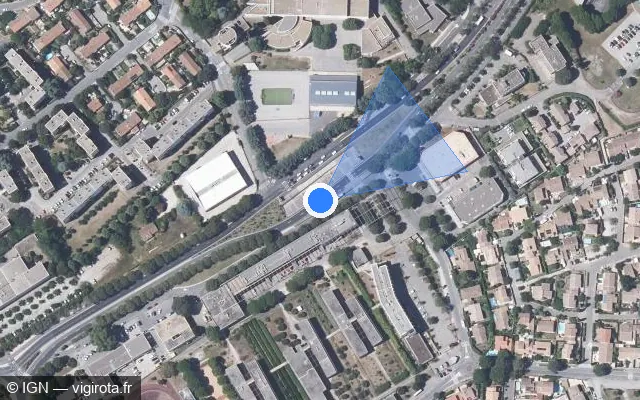 Vue satellite de l'emplacement du radar tourelle à Nîmes sur Boulevard du Président Salvador Allende / D 6086