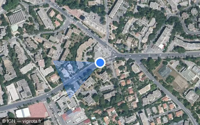 Vue satellite de l'emplacement du radar tourelle à Montpellier sur Rue Paul Rimbaud