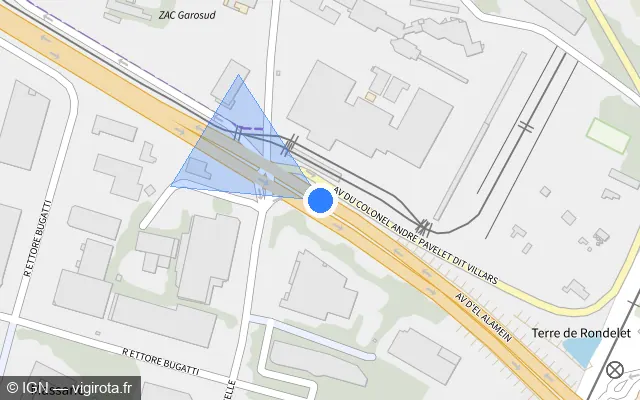 Vue plan de l'emplacement du radar urbain à Lattes sur Avenue d'El Alamein / M 65