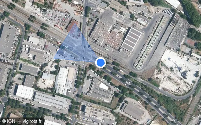 Vue satellite de l'emplacement du radar urbain à Lattes sur Avenue d'El Alamein / M 65